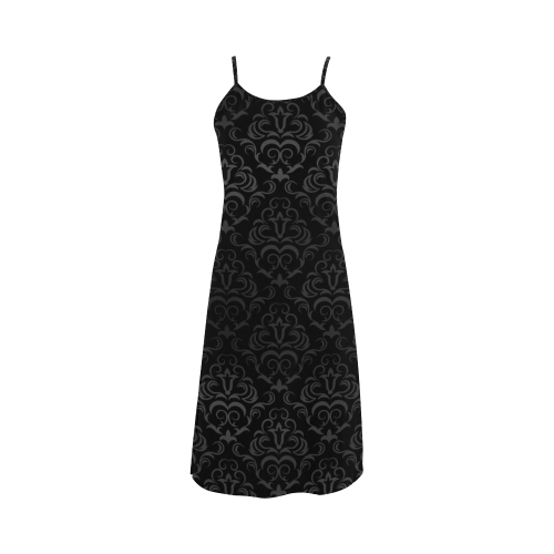 Black Grey Damasks Alcestis Slip Dress (Model D05)