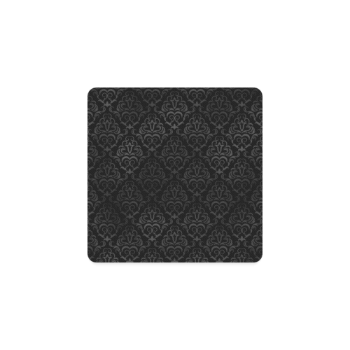 Black Grey Damasks Square Coaster