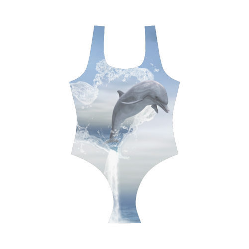 The Heart Of The Dolphins Vest One Piece Swimsuit (Model S04)