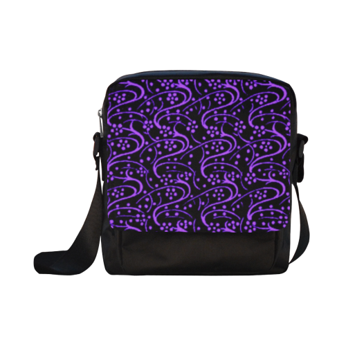 Vintage Swirl Floral Purple Black Crossbody Nylon Bags (Model 1633)