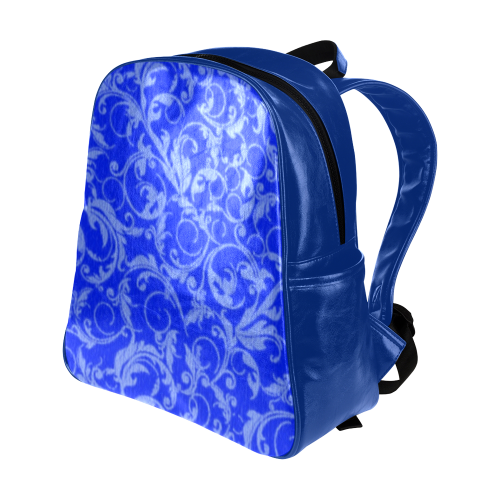 Vintage Swirls Sapphire Blue Multi-Pockets Backpack (Model 1636)