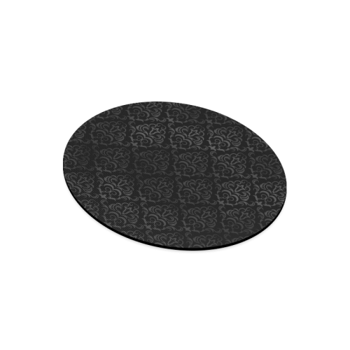 Black Grey Damasks Round Mousepad