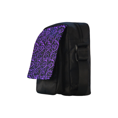 Vintage Swirl Floral Purple Black Crossbody Nylon Bags (Model 1633)