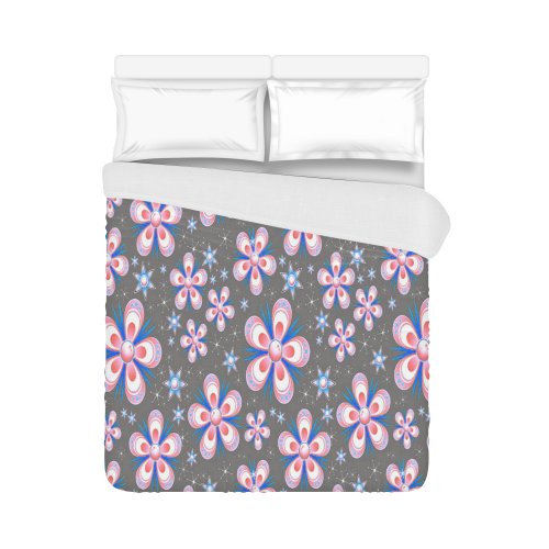 Red White Blue Flowers Duvet Cover 86"x70" ( All-over-print)