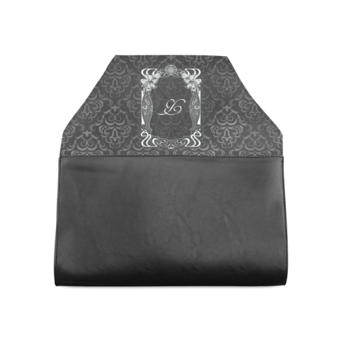 Black Grey Damasks Frame Monogram Initial Clutch Bag (Model 1630)