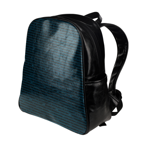 Turquoise Glitter Stripe Multi-Pockets Backpack (Model 1636)