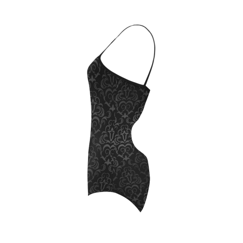 Black Grey Damasks Strap Swimsuit ( Model S05)