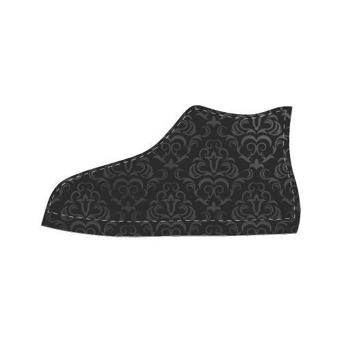 Black Grey Damasks Women's Classic High Top Canvas Shoes (Model 017)