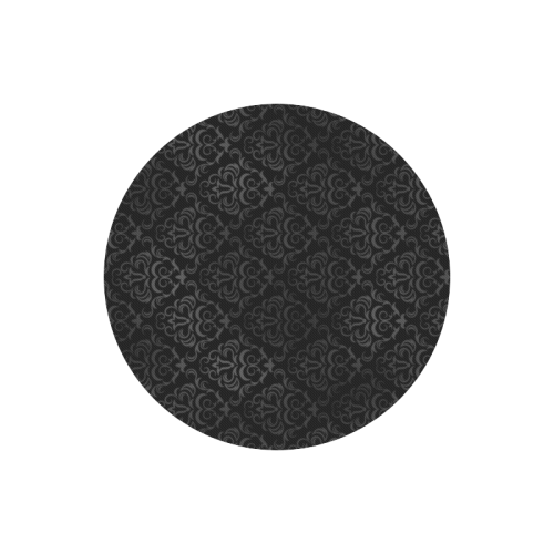 Black Grey Damasks Round Mousepad