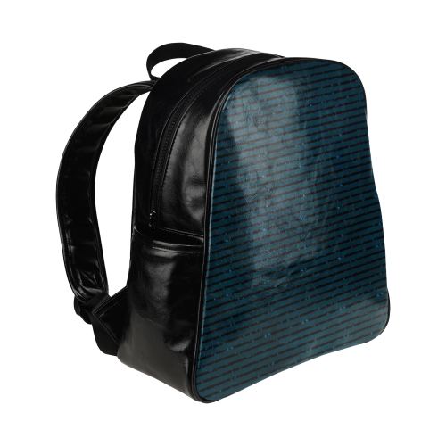 Turquoise Glitter Stripe Multi-Pockets Backpack (Model 1636)