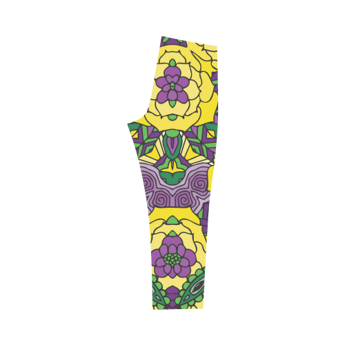 Mariager, Mardi Gras yellow purple green Capri Legging (Model L02)