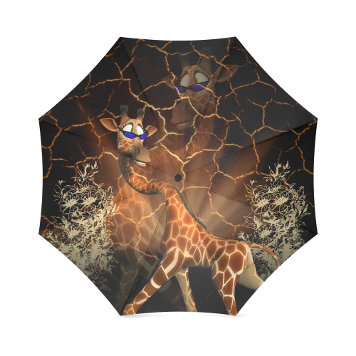 Giraffe with sunglasses Foldable Umbrella (Model U01)