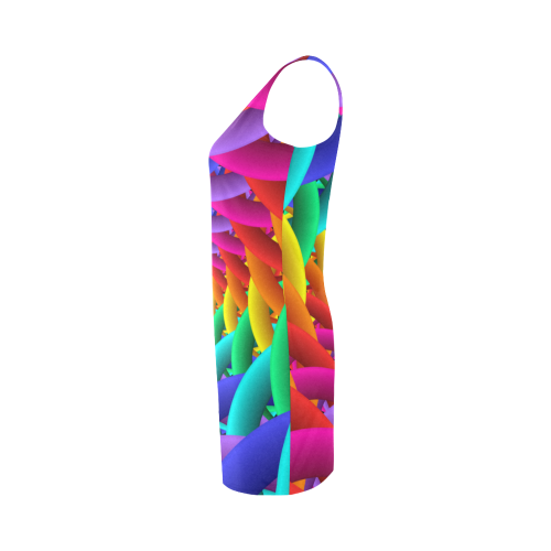 Psychedelic Rainbow Spiral Medea Vest Dress (Model D06)