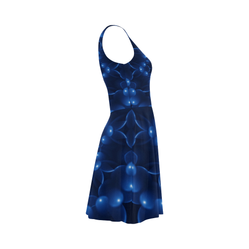 Glossy Blue Spiral Fractal Atalanta Sundress (Model D04)