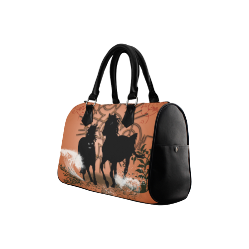 Black horses Boston Handbag (Model 1621)
