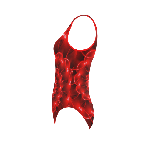 Glossy Red Spiral Fractal Vest One Piece Swimsuit (Model S04)