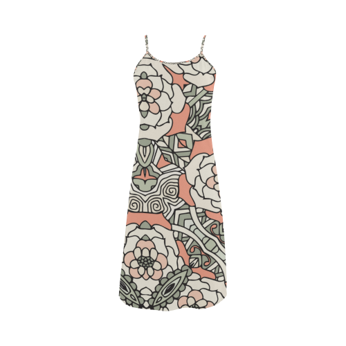 Mariager, vintage pink rose flowers Alcestis Slip Dress (Model D05)