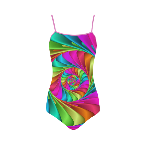 Psychedelic Rainbow Spiral Strap Swimsuit ( Model S05)