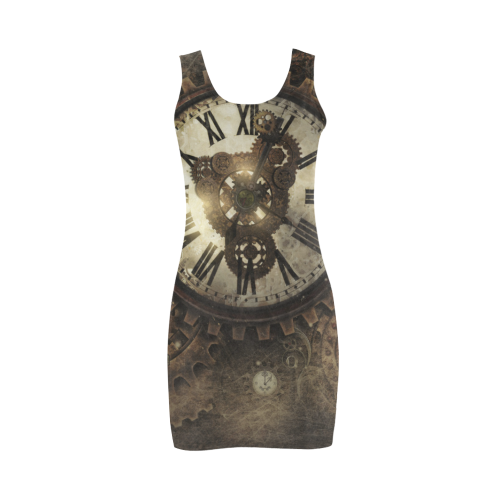 Vintage Steampunk Clocks Medea Vest Dress (Model D06)