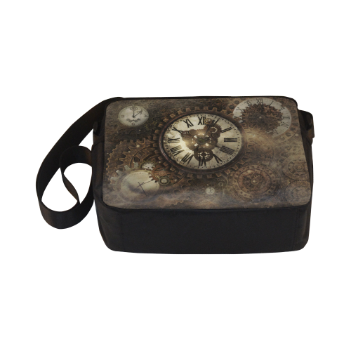 Vintage Steampunk Clocks Classic Cross-body Nylon Bags (Model 1632)