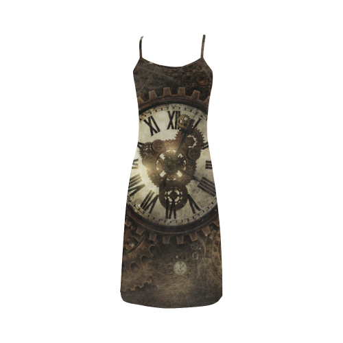 Vintage Steampunk Clocks Alcestis Slip Dress (Model D05)