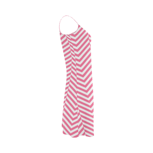 pink and white classic chevron pattern Alcestis Slip Dress (Model D05)