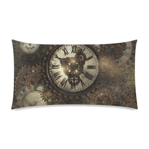 Vintage Steampunk Clocks Rectangle Pillow Case 20"x36"(Twin Sides)