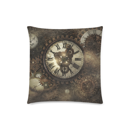 Vintage Steampunk Clocks Custom Zippered Pillow Case 18"x18" (one side)