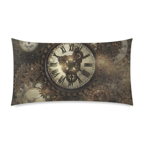 Vintage Steampunk Clocks Rectangle Pillow Case 20"x36"(Twin Sides)