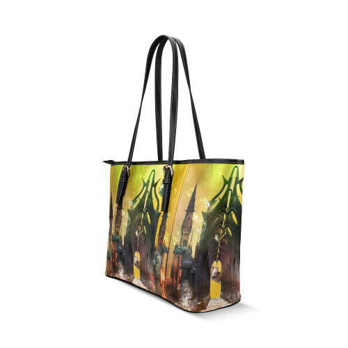 Dolphins Leather Tote Bag/Large (Model 1640)