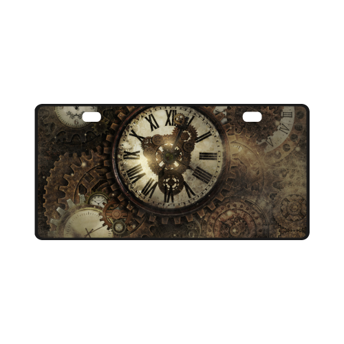 Vintage Steampunk Clocks License Plate