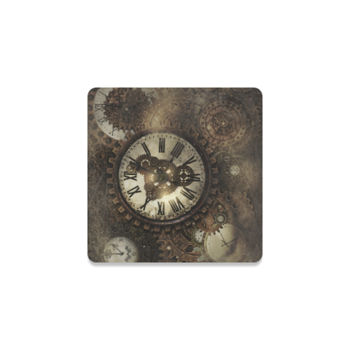 Vintage Steampunk Clocks Square Coaster