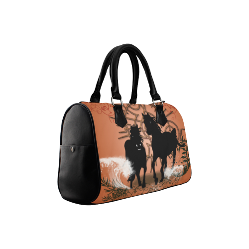 Black horses Boston Handbag (Model 1621)
