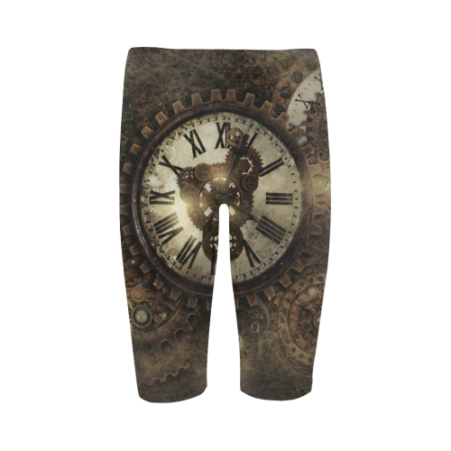 Vintage Steampunk Clocks Hestia Cropped Leggings (Model L03)