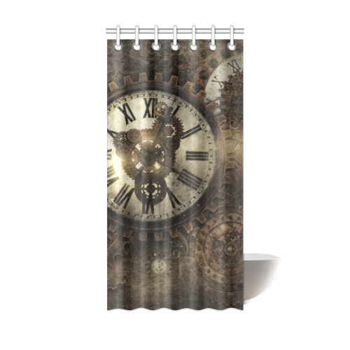 Vintage Steampunk Clocks Shower Curtain 36"x72"