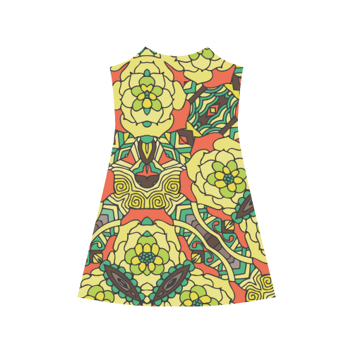Mariger, Retro Yellow orange and green rose Alcestis Slip Dress (Model D05)