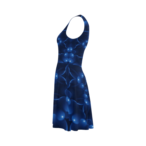 Glossy Blue Spiral Fractal Atalanta Sundress (Model D04)