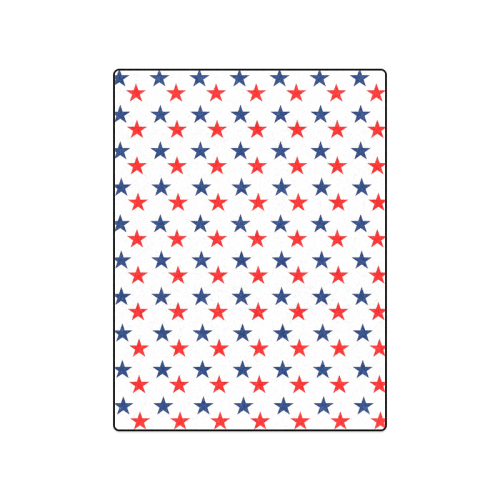 Patriotic Navy Blue Red Stars Blanket 50"x60"