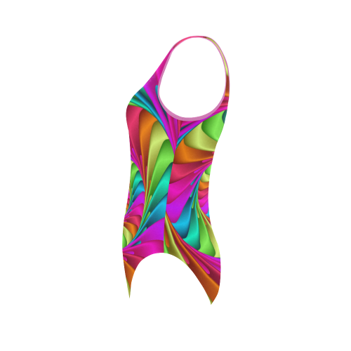 Psychedelic Rainbow Spiral Vest One Piece Swimsuit (Model S04)