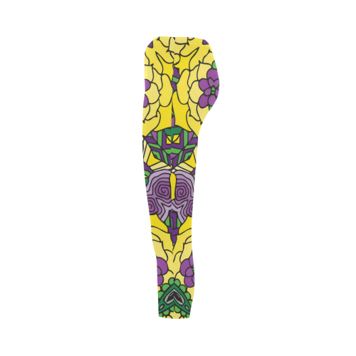 Mariager, Mardi Gras yellow purple green Capri Legging (Model L02)