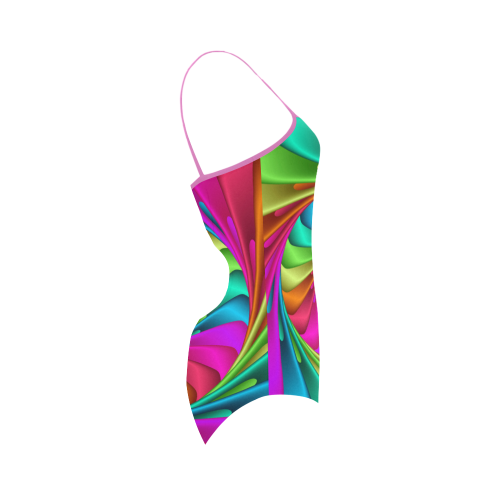 Psychedelic Rainbow Spiral Strap Swimsuit ( Model S05)