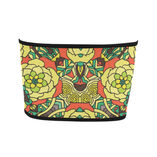 Mariger, Retro Yellow orange and green rose Bandeau Top