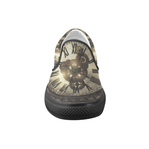 Vintage Steampunk Clocks Men's Unusual Slip-on Canvas Shoes (Model 019)