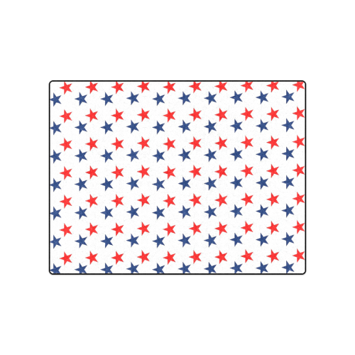 Patriotic Navy Blue Red Stars Blanket 50"x60"