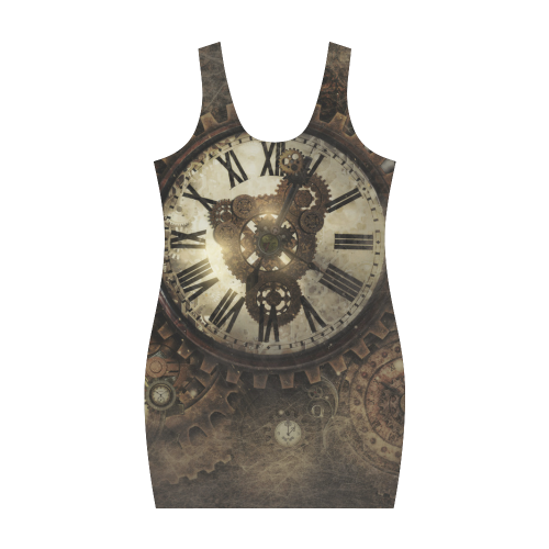 Vintage Steampunk Clocks Medea Vest Dress (Model D06)