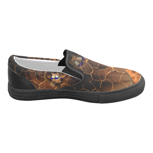 Giraffe with sunglasses Women's Unusual Slip-on Canvas Shoes (Model 019)