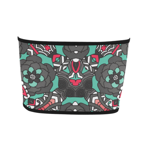 Mariager - black pink & teal - rose flowers Bandeau Top