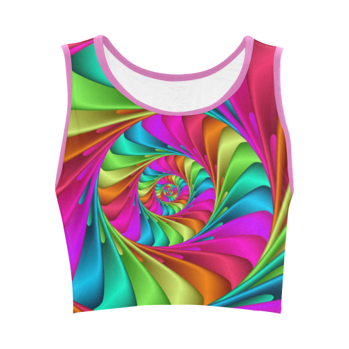 Psychedelic Rainbow Spiral Women's Crop Top (Model T42)