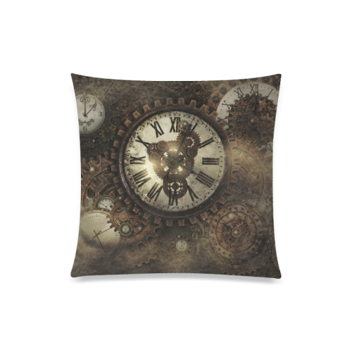 Vintage Steampunk Clocks Custom Zippered Pillow Case 20"x20"(One Side)