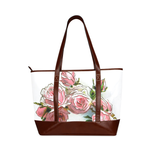 Vintage Pink Rose Floral Tote Handbag (Model 1642)